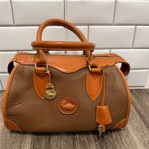 Vintage Dooney & Bourke Brown Leather Satchel With Lock and Key